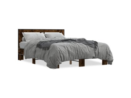 vidaXL Posteľný rám dymový dub 120x200 cm kompozitné drevo a kov