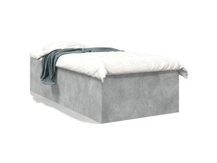 vidaXL Posteľný rám betónový sivý 100x200 cm borovicový masív