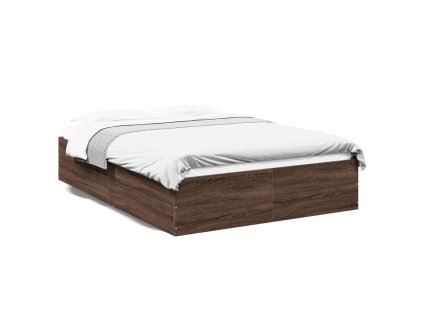 vidaXL Posteľný rám hnedý dub 135x190 cm kompozitné drevo