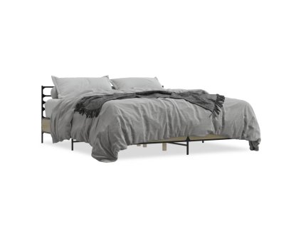 vidaXL Posteľný rám dub sonoma 200x200 cm kompozitné drevo a kov
