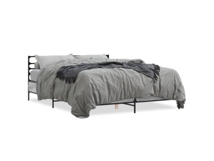 vidaXL Posteľný rám sivý sonoma 160x200 cm kompozitné drevo a kov