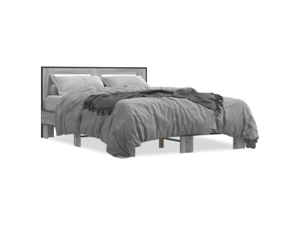 vidaXL Posteľný rám sivý sonoma 135x190 cm kompozitné drevo a kov