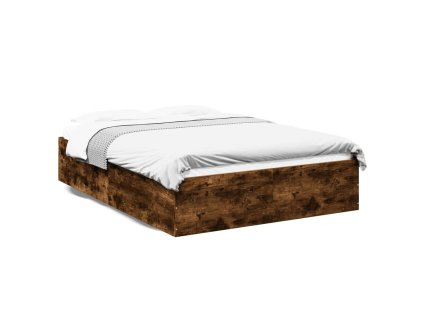vidaXL Posteľný rám dymový dub 135x190 cm kompozitné drevo