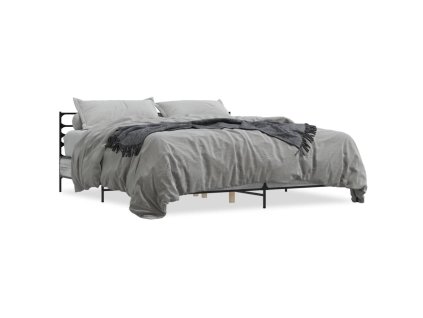 vidaXL Posteľný rám sivý dub sonoma 200x200 cm kompozitné drevo a kov