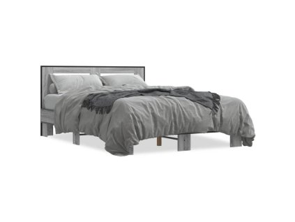 vidaXL Posteľný rám sivý sonoma 120x190 cm kompozitné drevo a kov