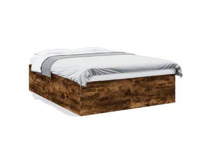 vidaXL Posteľný rám dymový dub 150x200 cm kompozitné drevo