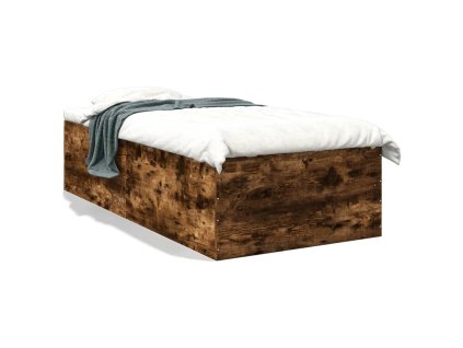 vidaXL Posteľný rám dymový dub 100x200 cm borovicový masív