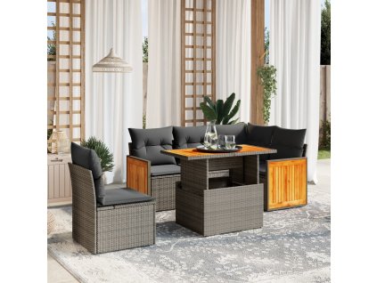 vidaXL 6-dielna záhradná súprava pohoviek s vankúšmi béžová polyratan