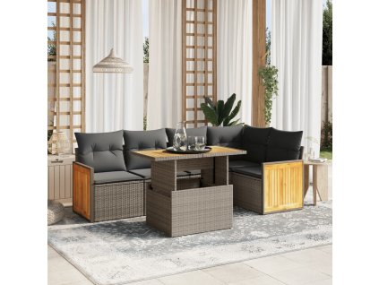 vidaXL 6-dielna záhradná súprava pohoviek s vankúšmi béžová polyratan