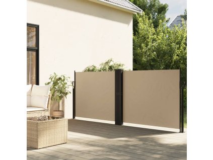 vidaXL Zaťahovacia bočná markíza, béžová 140x600 cm