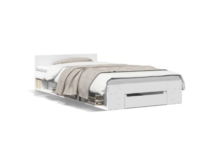 vidaXL Posteľný rám so zásuvkou biely 75x190 cm kompozitné drevo