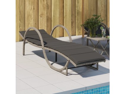 vidaXL Záhradné ležadlo s vankúšom svetlosivé 60x199x42 cm polyratan