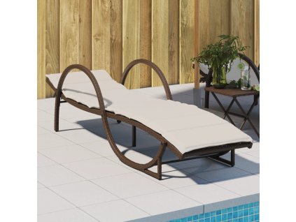 vidaXL Záhradné ležadlo s vankúšom hnedé 60x199x42 cm polyratan