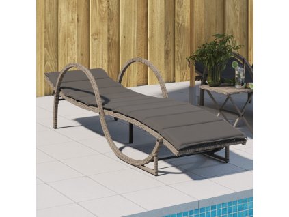 vidaXL Záhradné ležadlo s vankúšom sivé 60x199x42 cm polyratan