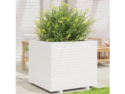 vidaXL Záhradný kvetináč biely 80x80x72 cm borovicový masív