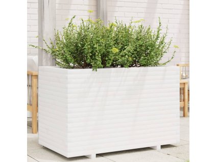 vidaXL Záhradný kvetináč biely 110x60x72 cm borovicový masív
