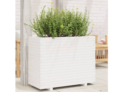 vidaXL Záhradný kvetináč biely 90x40x72 cm borovicový masív