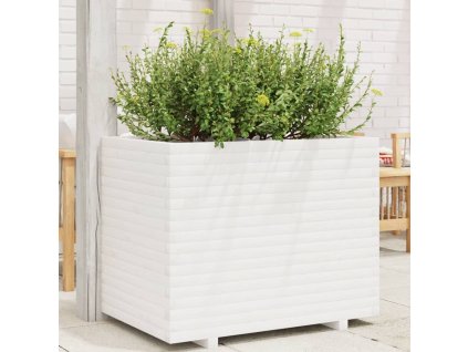 vidaXL Záhradný kvetináč biely 90x60x72 cm masívna borovica