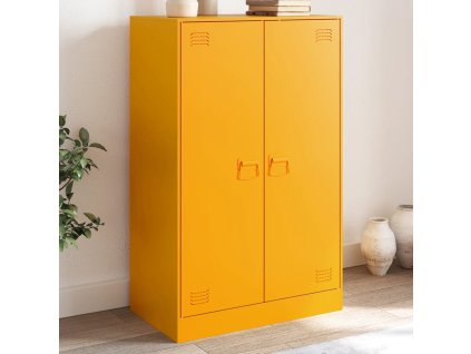 vidaXL Komoda horčicovožltá 67x39x107 cm oceľ