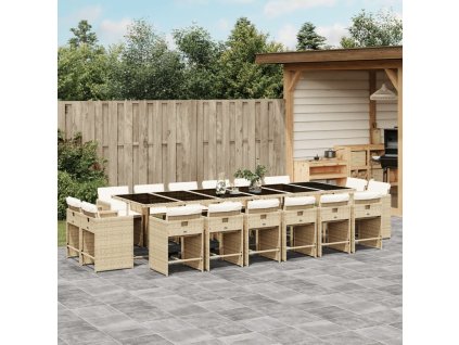 vidaXL 17-dielna záhrad. jedálenská sada vankúše mix béžovej polyratan