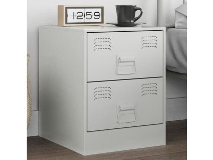 vidaXL Nočný stolík biely 34,5x39x44 cm oceľ