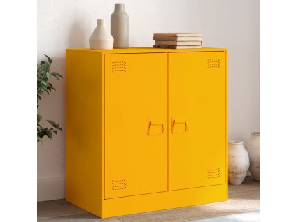 vidaXL Komoda horčicovožltá 67x39x73 cm oceľ