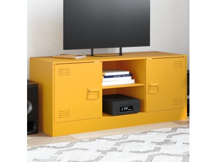 vidaXL TV skrinka horčicovo-žltá 99x39x44 cm oceľ