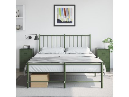 vidaXL Nočné stolíky 2 ks olivovozelené 34,5x39x62 cm oceľ