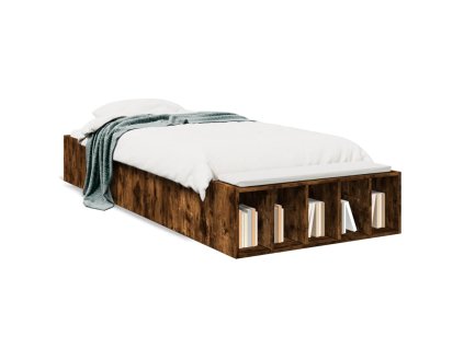 vidaXL Posteľný rám dymový dub 90x190 cm borovicový masív