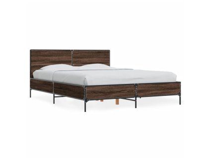vidaXL Posteľný rám hnedý dub 140x190 cm kompozitné drevo a kov