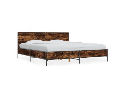 vidaXL Posteľný rám dymový dub 180x200 cm kompozitné drevo a kov