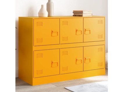 vidaXL Komoda horčicovožltá 67x39x73 cm oceľ