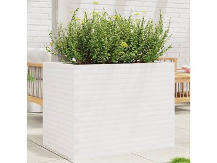 vidaXL Záhradný kvetináč biely 90x60x68,5 cm masívna borovica