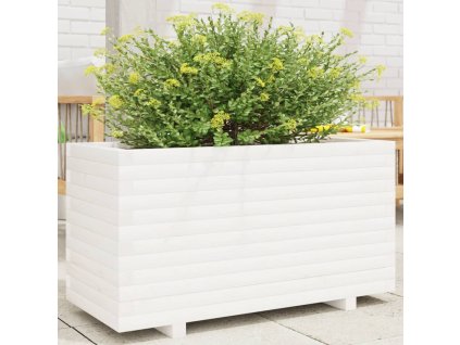 vidaXL Záhradný kvetináč biely 90x40x49,5 cm borovicový masív