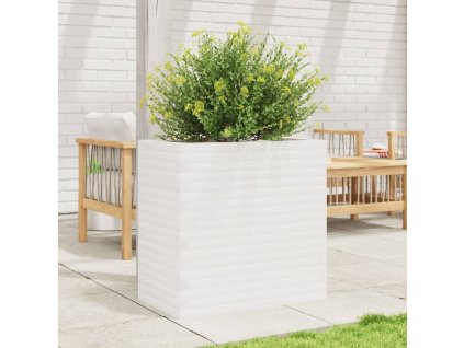 vidaXL Záhradný kvetináč biely 70x40x68,5 cm masívna borovica