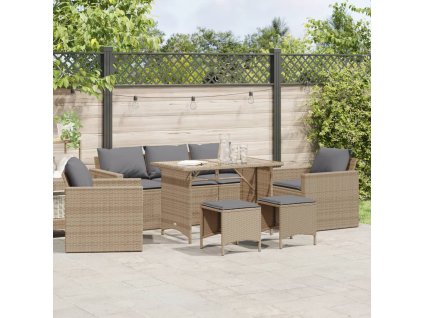 vidaXL 6-dielna záhradná súprava pohoviek s vankúšmi béžová polyratan