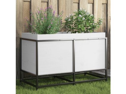 vidaXL Záhradný kvetináč biely 80x40x50 cm borovicový masív