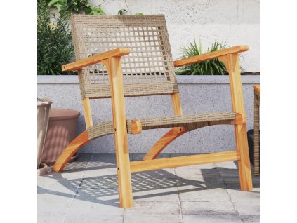 vidaXL Záhradné stoličky 2 ks béžové polyratan a akáciové drevo