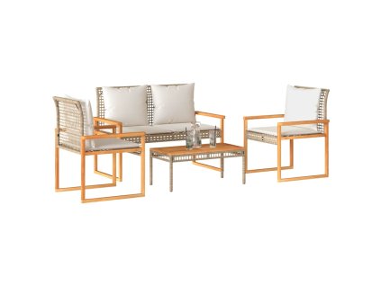 vidaXL 4-dielna záhr.sedacia súprava s vankúšmi mix béžovej polyratan