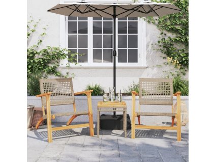 vidaXL 3-dielna bistro súprava béžová Polyratan+akáciový masív