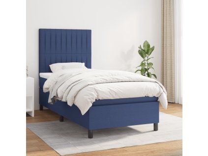 vidaXL Posteľný rám boxspring s matracom modrý 90x200 cm látka