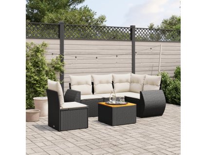 vidaXL 6-dielna záhradná súprava pohoviek s vankúšmi čierna polyratan