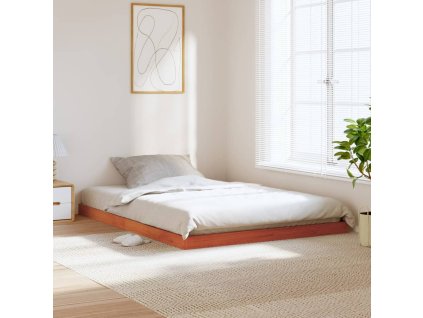 vidaXL Posteľný rám voskovo hnedý 135x190 cm masívna borovica