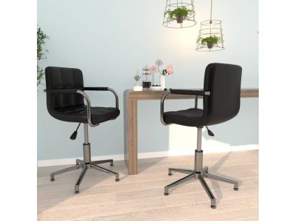 vidaXL Otočné jedálenské stoličky 2 ks čierne umelá koža