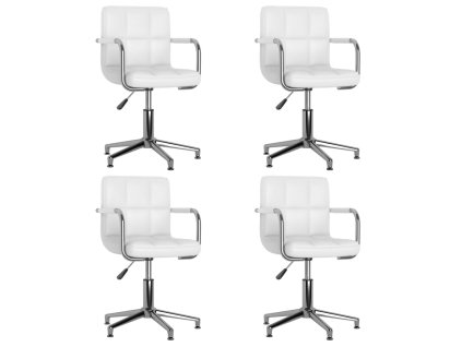 vidaXL Otočné jedálenské stoličky 4 ks biele umelá koža