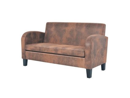 vidaXL 2-miestna pohovka, umelý semiš, hnedá