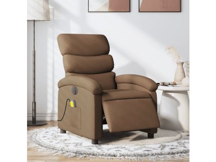 vidaXL Elektrické masážne sklápacie kreslo hnedé látka