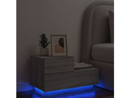 vidaXL Nočný stolík s LED svetlami sivý sonoma 70x36x40,5 cm