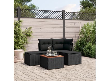 vidaXL 5-dielna záhradná súprava pohoviek s vankúšmi čierna polyratan
