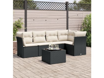 vidaXL 6-dielna záhradná súprava pohoviek s vankúšmi čierna polyratan